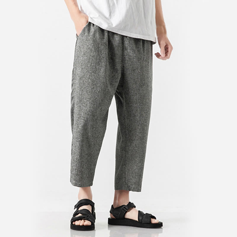 Pantalones de lino y algodón con bolsillos de Buddha Stones Summer Plain para hombre, talla 7-8 - image 23