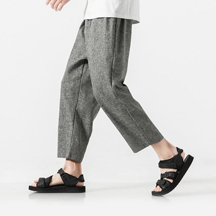 Pantalones de lino y algodón con bolsillos de Buddha Stones Summer Plain para hombre, talla 7-8 - image 20