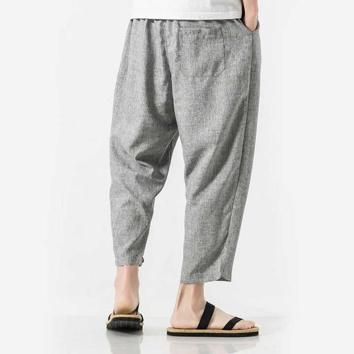 Pantalones de lino y algodón con bolsillos de Buddha Stones Summer Plain para hombre, talla 7-8 - image 28