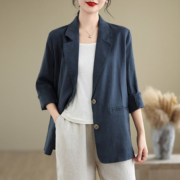 Chaqueta de mujer de manga larga, color liso, con bolsillos, con Buddha Stones, ideal para primavera. - image 14
