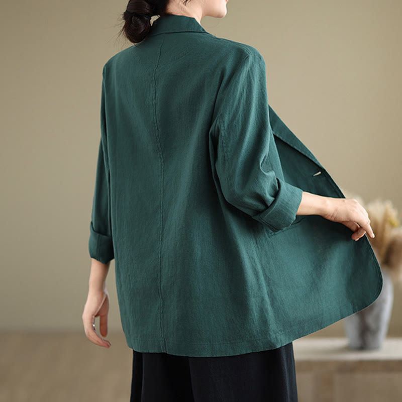 Chaqueta de mujer de manga larga, color liso, con bolsillos, con Buddha Stones, ideal para primavera. - image 31