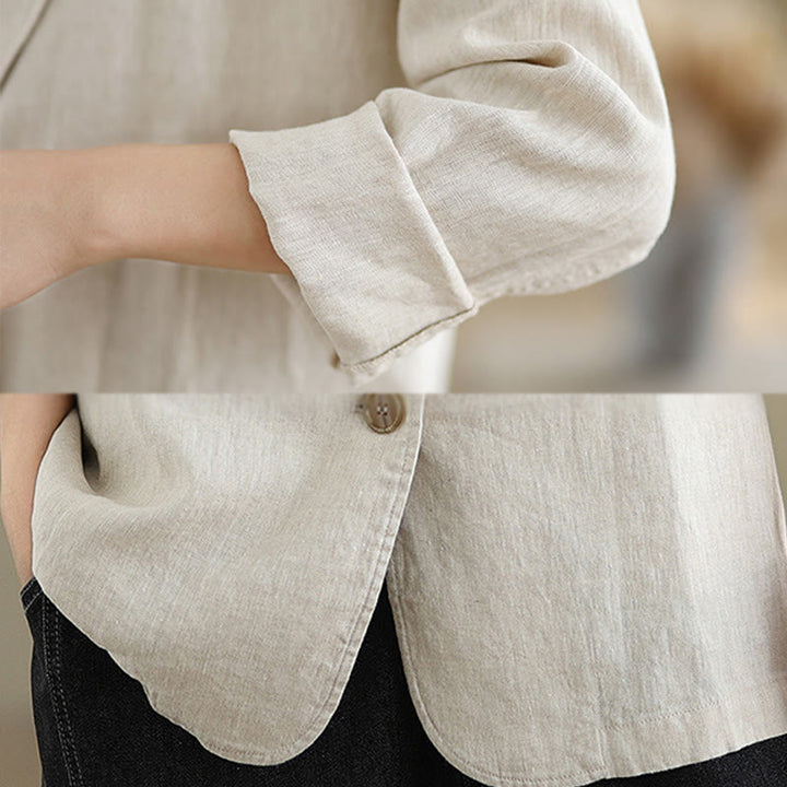 Chaqueta de mujer de manga larga, color liso, con bolsillos, con Buddha Stones, ideal para primavera. - image 5