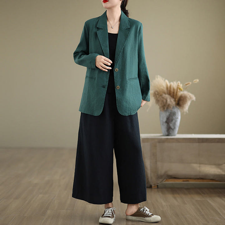 Chaqueta de mujer de manga larga, color liso, con bolsillos, con Buddha Stones, ideal para primavera. - image 32