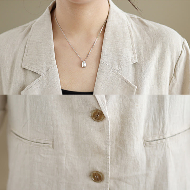 Chaqueta de lino y algodón de manga larga para mujer, color liso, con bolsillos , de Buddha Stones Spring - image 4