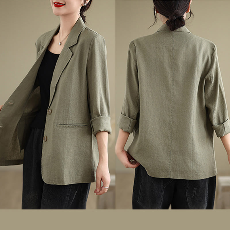 Chaqueta de mujer de manga larga, color liso, con bolsillos, con Buddha Stones, ideal para primavera. - image 27