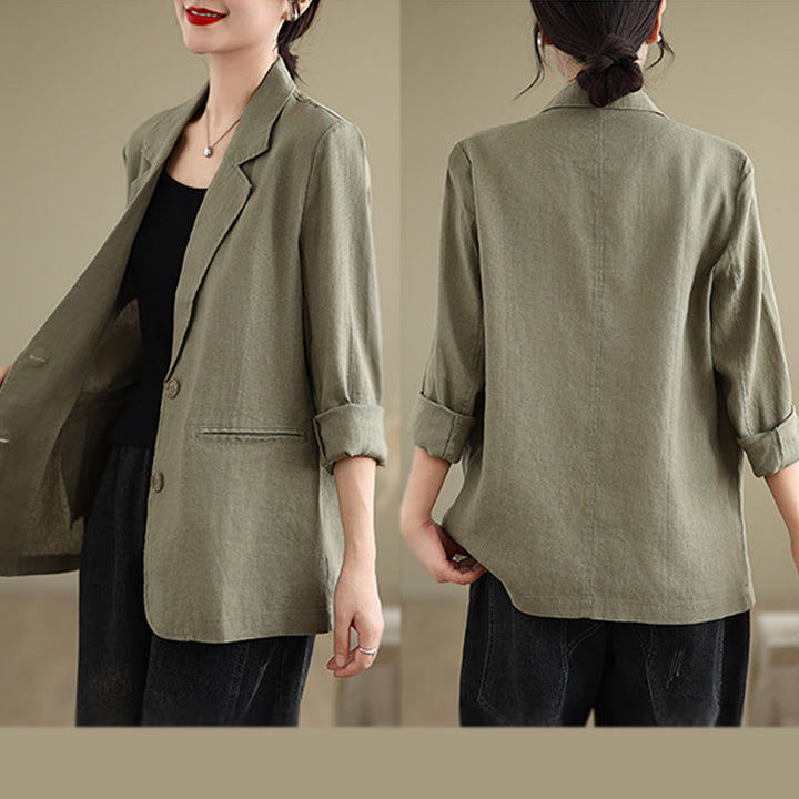 Chaqueta de mujer de manga larga, color liso, con bolsillos, con Buddha Stones, ideal para primavera. - image 27