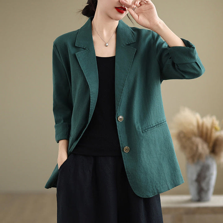 Chaqueta de mujer de manga larga, color liso, con bolsillos, con Buddha Stones, ideal para primavera. - Verde azulado - US8-10，UK/AU12-14，EU40-42 (2XL) - image 28