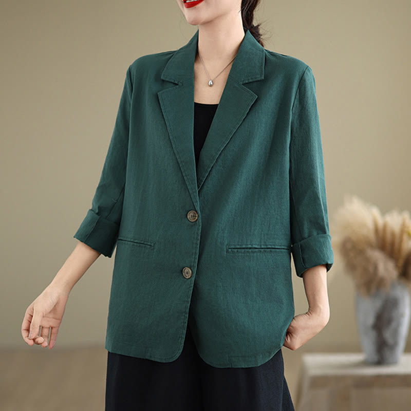 Chaqueta de mujer de manga larga, color liso, con bolsillos, con Buddha Stones, ideal para primavera. - image 29