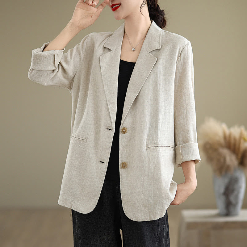 Chaqueta de mujer de manga larga, color liso, con bolsillos, con Buddha Stones, ideal para primavera. - image 2