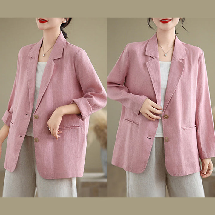 Chaqueta de mujer de manga larga, color liso, con bolsillos, con Buddha Stones, ideal para primavera. - image 22