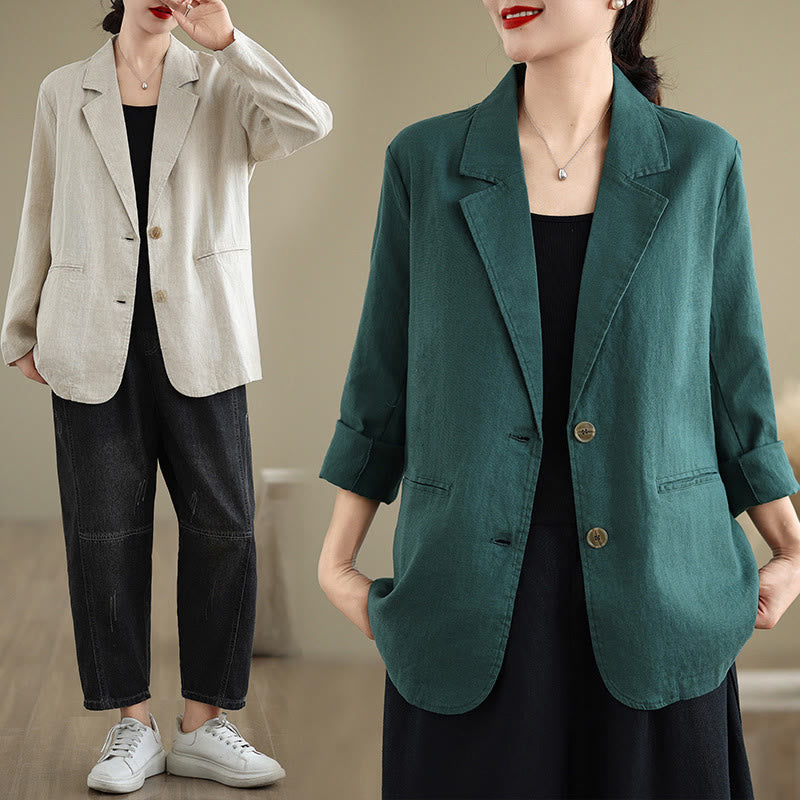 Chaqueta de mujer de manga larga, color liso, con bolsillos, con Buddha Stones, ideal para primavera. - image 33