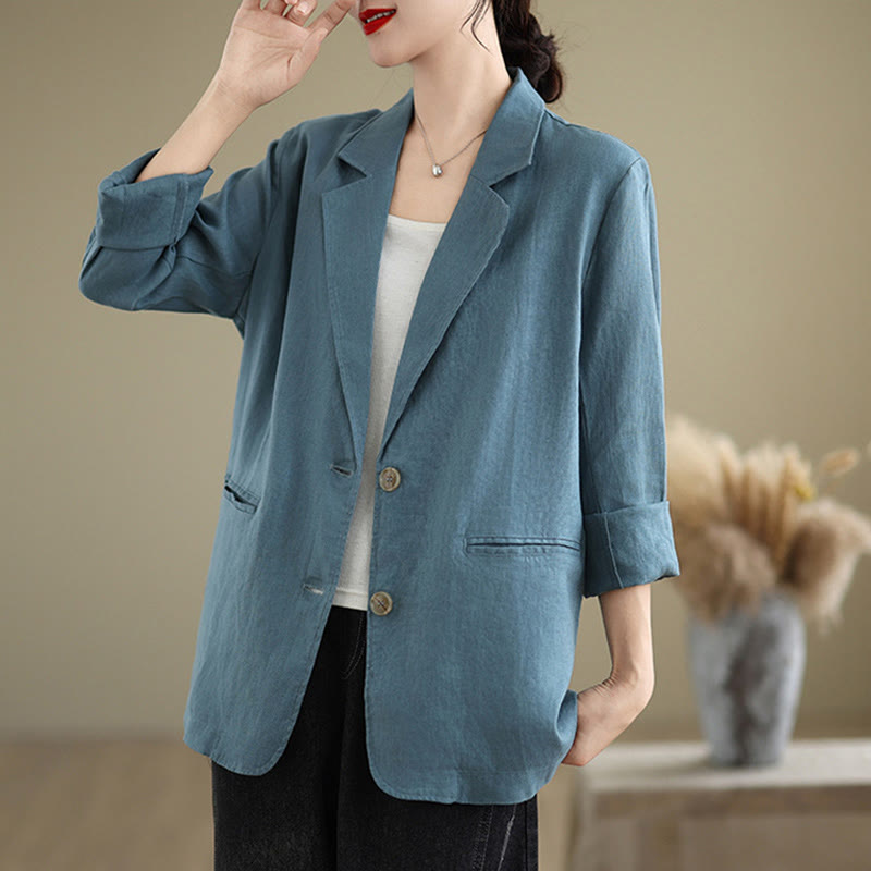 Chaqueta de mujer de manga larga, color liso, con bolsillos, con Buddha Stones, ideal para primavera. - image 9