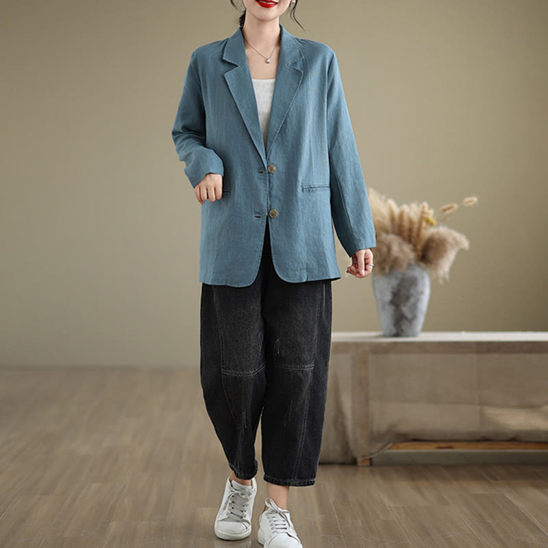 Chaqueta de mujer de manga larga, color liso, con bolsillos, con Buddha Stones, ideal para primavera. - image 11