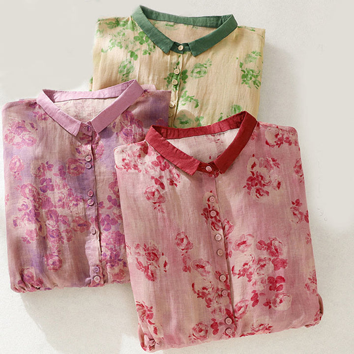 Vestido midi de manga corta con cintura alta, estampado de Buddha Stones, botones, cordón ajustable y bolsillos. - image 29
