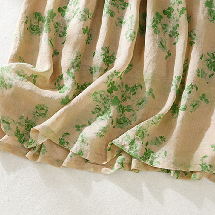 Vestido midi de manga corta con cintura alta, estampado de Buddha Stones, botones, cordón ajustable y bolsillos. - image 18
