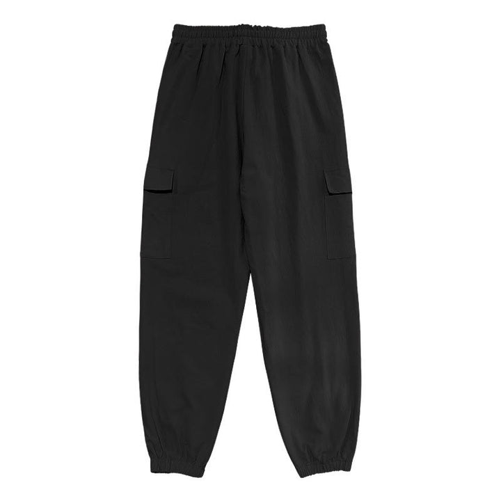 Pantalones cargo de lino con cordón y bolsillos para hombre, de color liso, con Buddha Stones - image 5