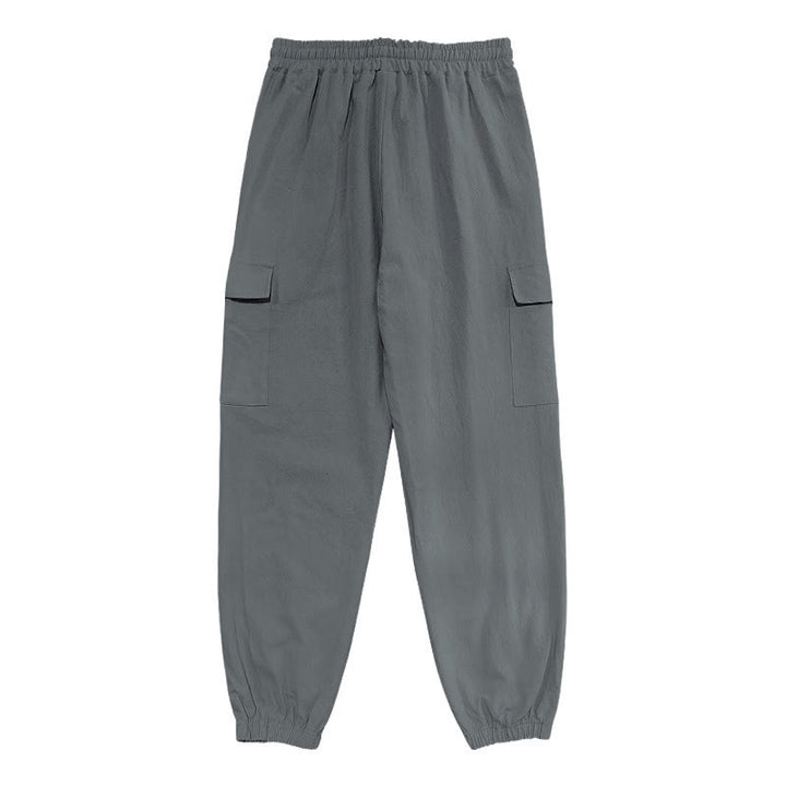 Pantalones cargo de lino con cordón y bolsillos para hombre, de color liso, con Buddha Stones - image 16