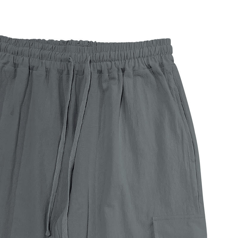 Pantalones cargo de lino con cordón y bolsillos para hombre, de color liso, con Buddha Stones - image 18