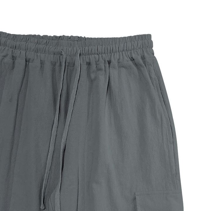 Pantalones cargo de lino con cordón y bolsillos para hombre, de color liso, con Buddha Stones - image 18