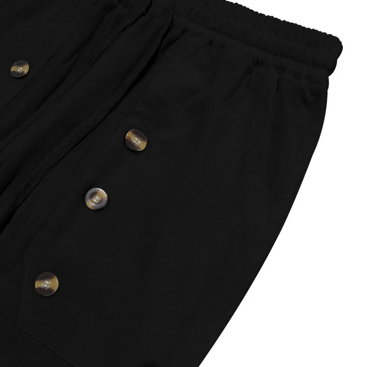 Pantalones casuales de algodón con botones y bolsillos para hombre , de Buddha Stones - image 8
