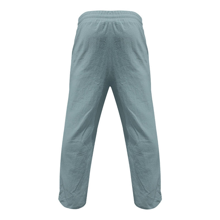 Pantalones casuales de algodón con botones y bolsillos para hombre , de Buddha Stones - image 11