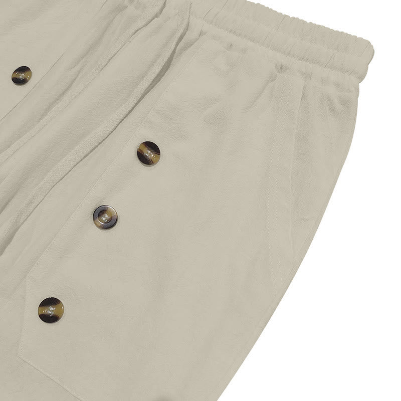 Pantalones casuales de algodón con botones y bolsillos para hombre , de Buddha Stones - image 21