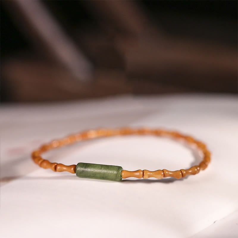 Pulsera de la paz de hueso de oliva ultrafino de Buddha Stones - Hueso de aceituna y piedra verde (circunferencia de la muñeca: 14-16 cm) - image 12