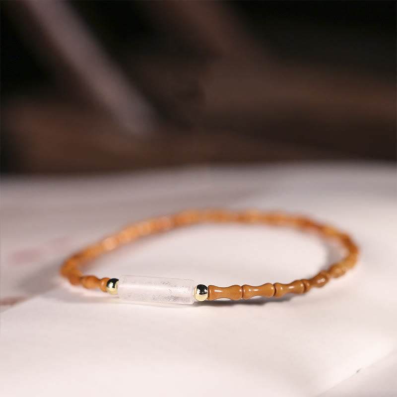 Pulsera de la paz de hueso de oliva ultrafino de Buddha Stones - Hueso de aceituna y cristal blanco (circunferencia de la muñeca: 14-16 cm) - image 19