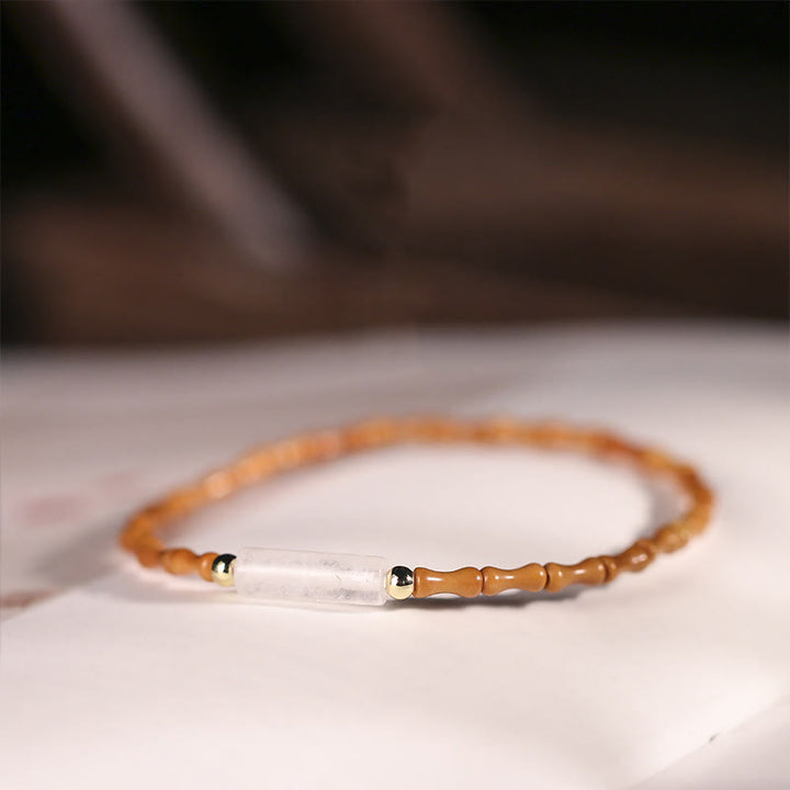 Pulsera de la paz de hueso de oliva ultrafino de Buddha Stones - Hueso de aceituna y cristal blanco (circunferencia de la muñeca: 14-16 cm) - image 19
