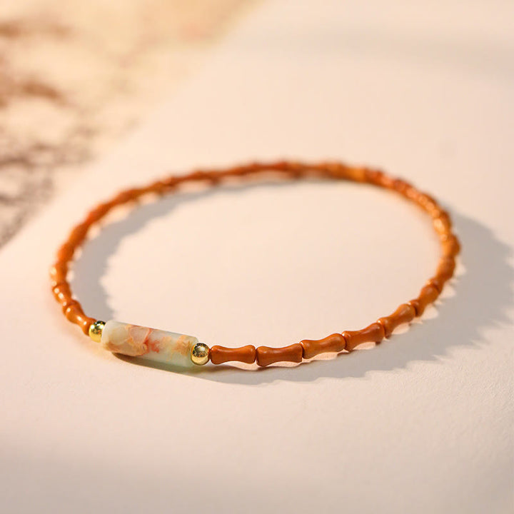 Pulsera de la paz de hueso de oliva ultrafino de Buddha Stones - Hueso de aceituna y piedra Shoushan (circunferencia de la muñeca: 14-16 cm) - image 1