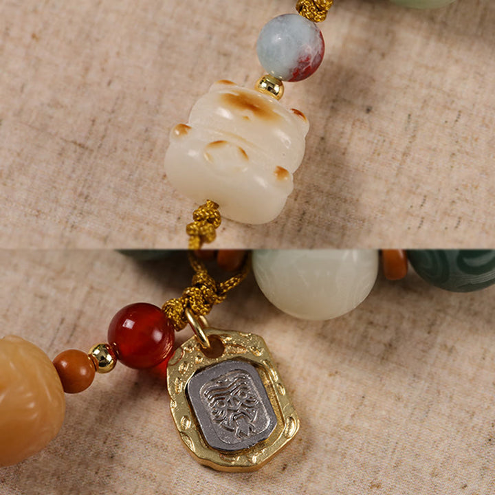 Pulsera de la paz con zakiram tallado con semillas de Bodhi y Om Mani Padme Hum en degradado de Buddha Stones - image 15