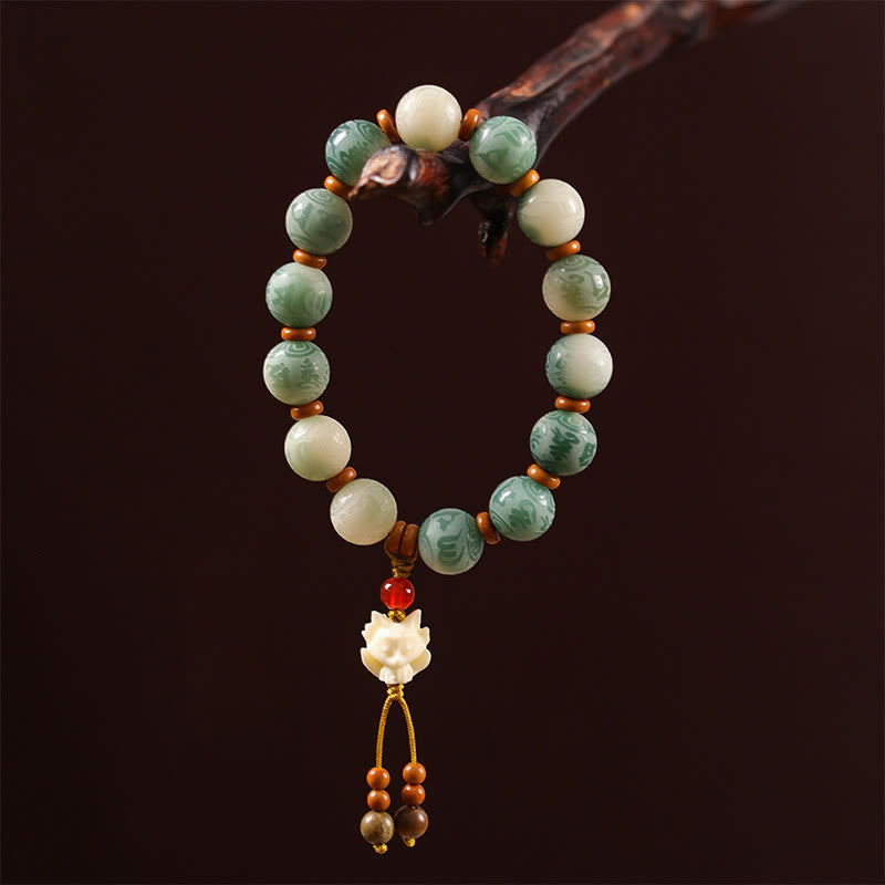 Pulsera de la paz con zakiram tallado con semillas de Bodhi y Om Mani Padme Hum en degradado de Buddha Stones - image 12