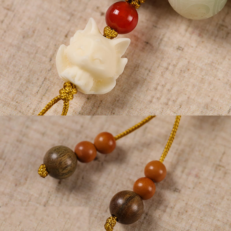 Pulsera de la paz con zakiram tallado con semillas de Bodhi y Om Mani Padme Hum en degradado de Buddha Stones - image 16