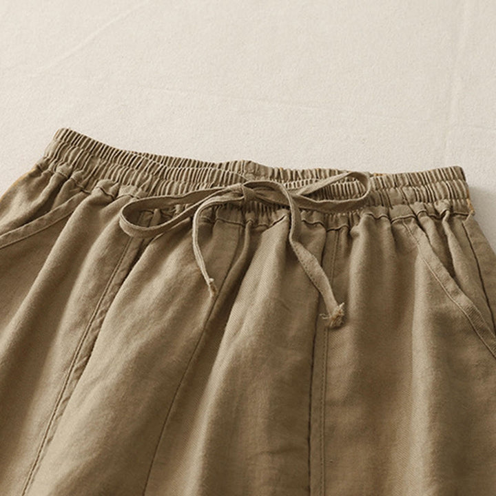 Pantalones casuales de pierna ancha con bolsillos y diseño de Buddha Stones, de poliéster, lisos, de retazos, para mujer, de largo 7-8 - image 3