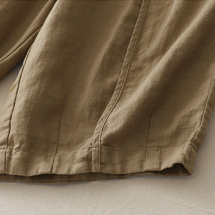 Pantalones casuales de pierna ancha con bolsillos y diseño de Buddha Stones, de poliéster, lisos, de retazos, para mujer, de largo 7-8 - image 2