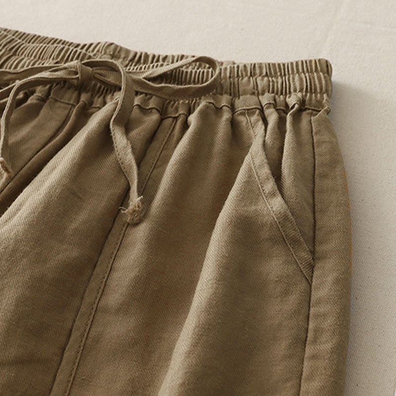 Pantalones casuales de pierna ancha con bolsillos y diseño de Buddha Stones, de poliéster, lisos, de retazos, para mujer, de largo 7-8 - image 1