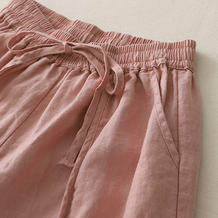 Pantalones casuales de pierna ancha con bolsillos y diseño de Buddha Stones, de poliéster, lisos, de retazos, para mujer, de largo 7-8 - image 6