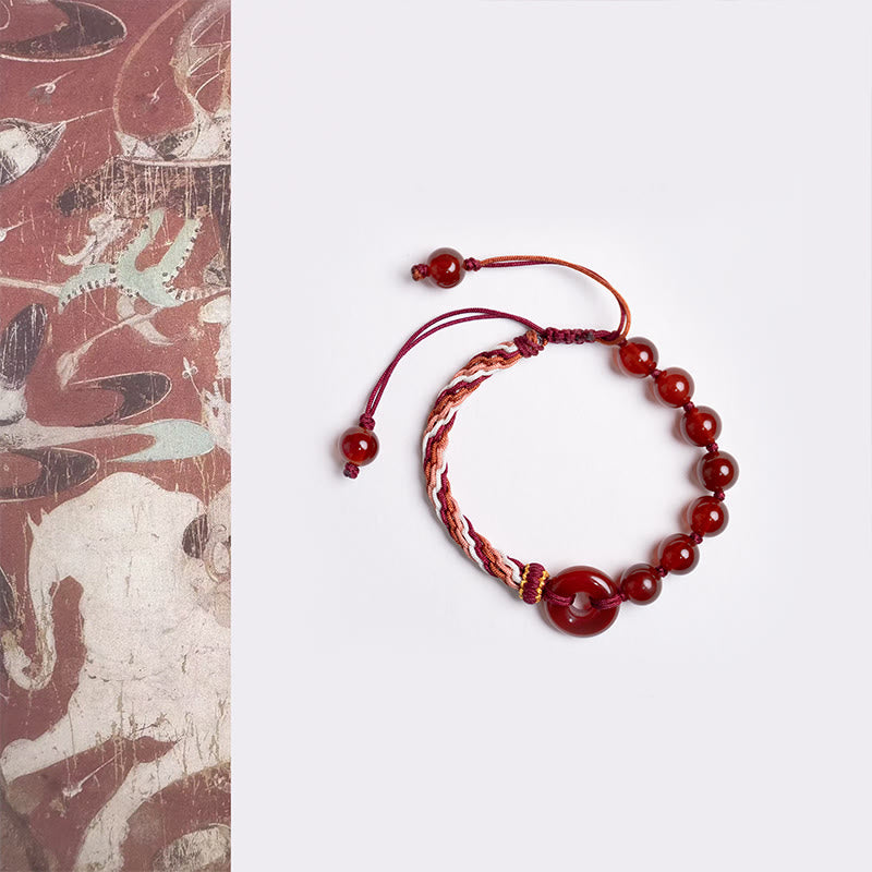 Pulsera de Buddha Stones - Hebilla de la Paz de Ágata Roja (Circunferencia de la muñeca: 15-22 cm) - image 1