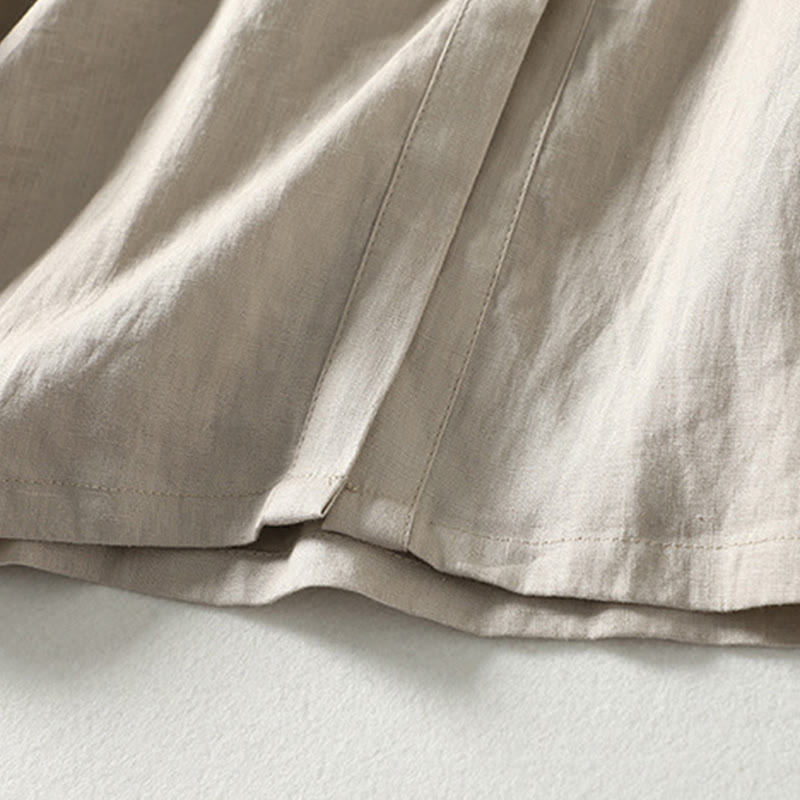 Abrigo de lino y algodón de manga larga con diseño de botones de Buddha Stones para mujer, con bolsillos - image 11