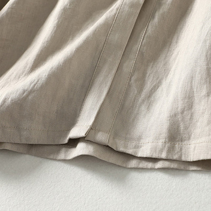 Abrigo de lino y algodón de manga larga con diseño de botones de Buddha Stones para mujer, con bolsillos - image 11