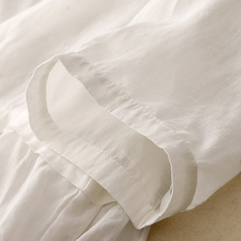 Camisa de algodón de manga tres cuartos para mujer con diseño de botones delanteros bordados con Buddha Stones  - image 11