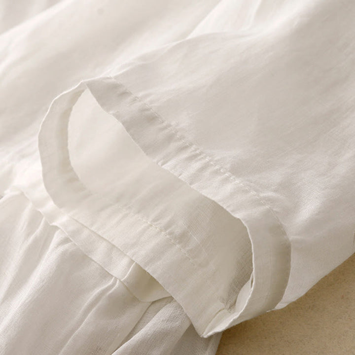 Camisa de algodón de manga tres cuartos para mujer con diseño de botones delanteros bordados con Buddha Stones  - image 11