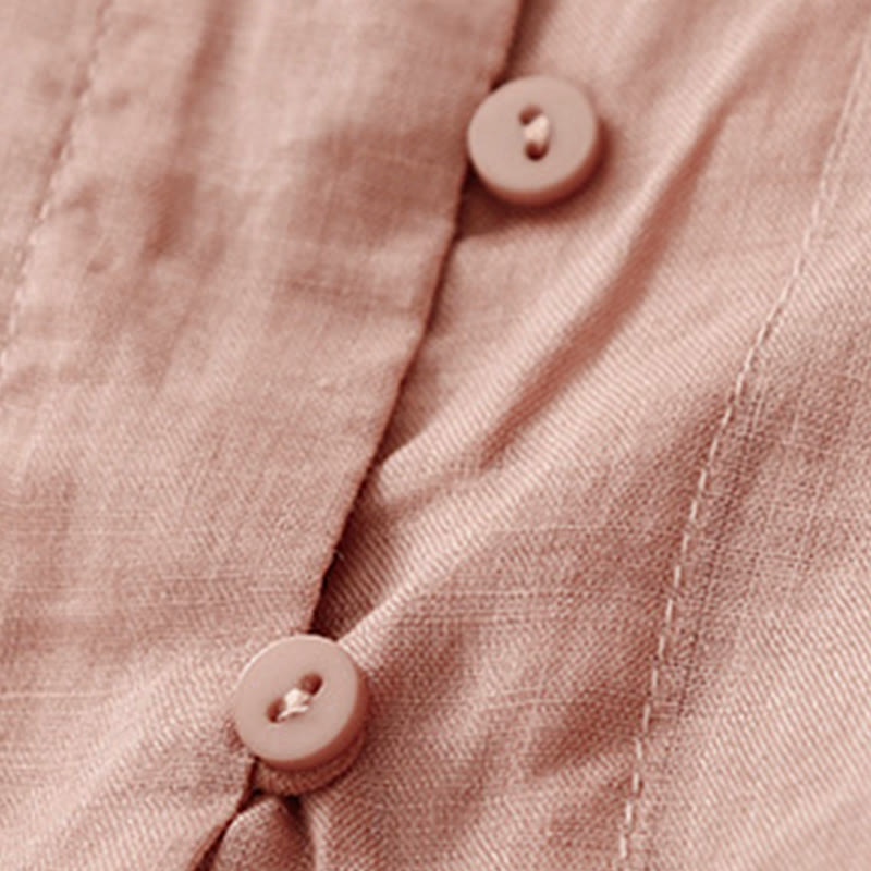 Camisa de algodón de manga tres cuartos para mujer con diseño de botones delanteros bordados con Buddha Stones  - image 25