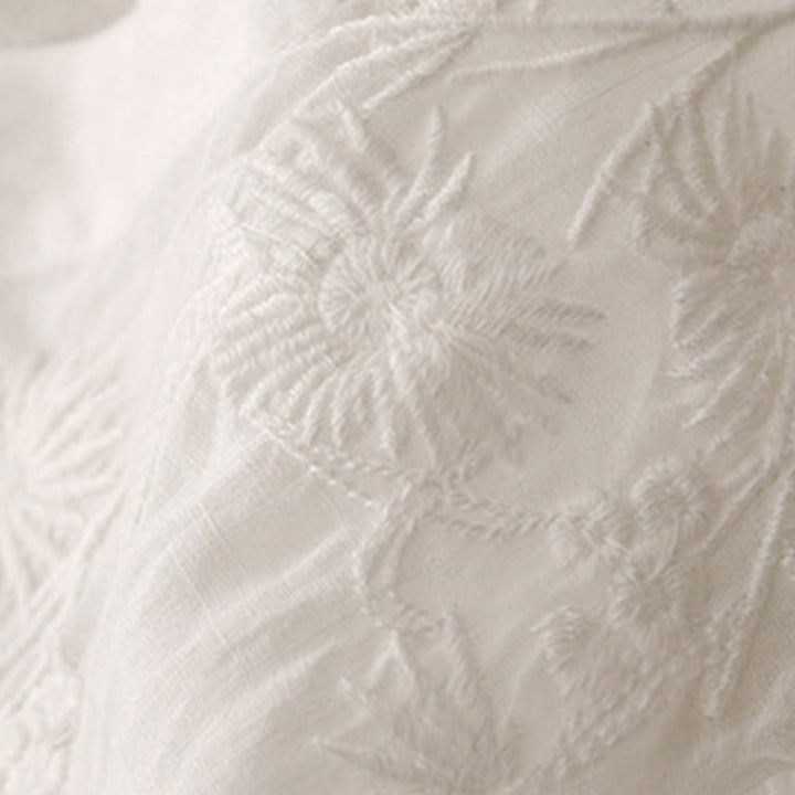 Camisa de algodón de manga tres cuartos para mujer con diseño de botones delanteros bordados con Buddha Stones  - image 8