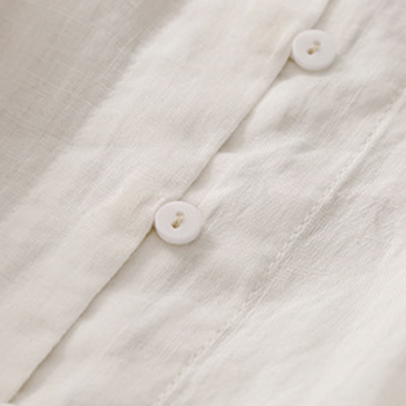 Camisa de algodón de manga tres cuartos para mujer con diseño de botones delanteros bordados con Buddha Stones  - image 9