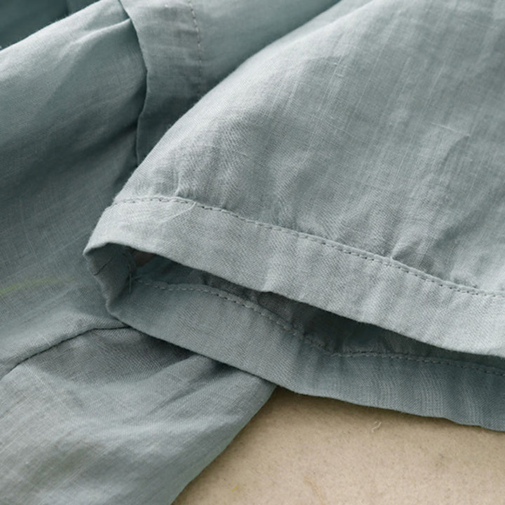 Camisa de algodón de manga tres cuartos para mujer con diseño de botones delanteros bordados con Buddha Stones  - image 2