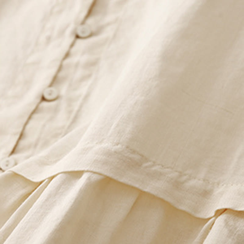 Camisa de algodón de manga tres cuartos para mujer con diseño de botones delanteros bordados con Buddha Stones  - image 18