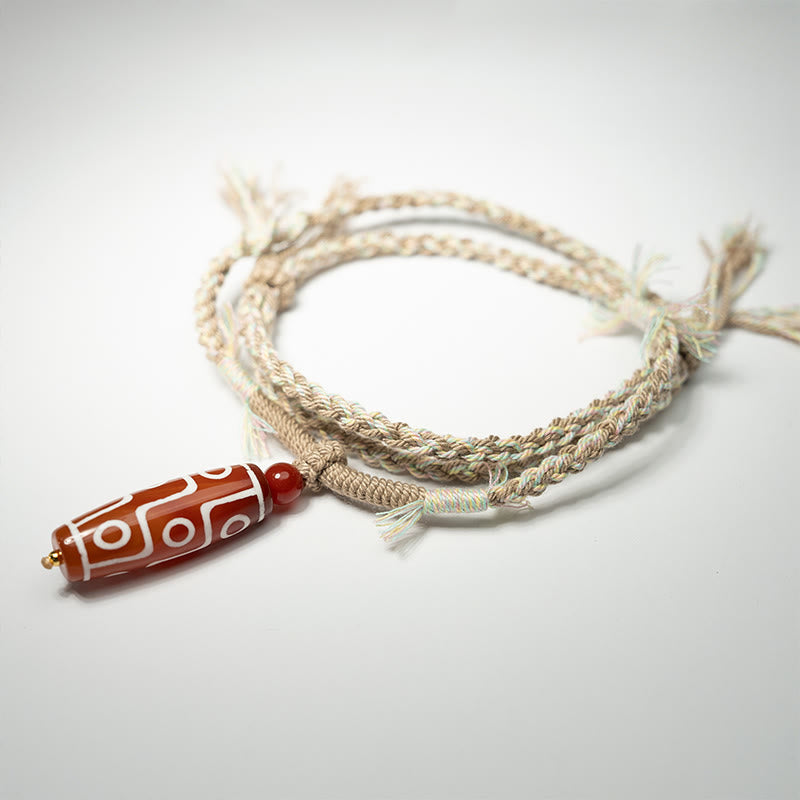 Pulsera de cuerda de energía con cuentas Dzi de nueve ojos de ágata roja natural de Buddha Stones - image 2
