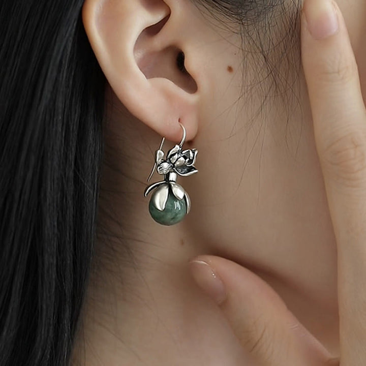 Pendientes de cobre con cuentas redondas de loto y Buddha Stones para la iluminación - image 10