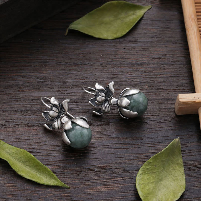 Pendientes de cobre con cuentas redondas de loto y Buddha Stones para la iluminación - image 2